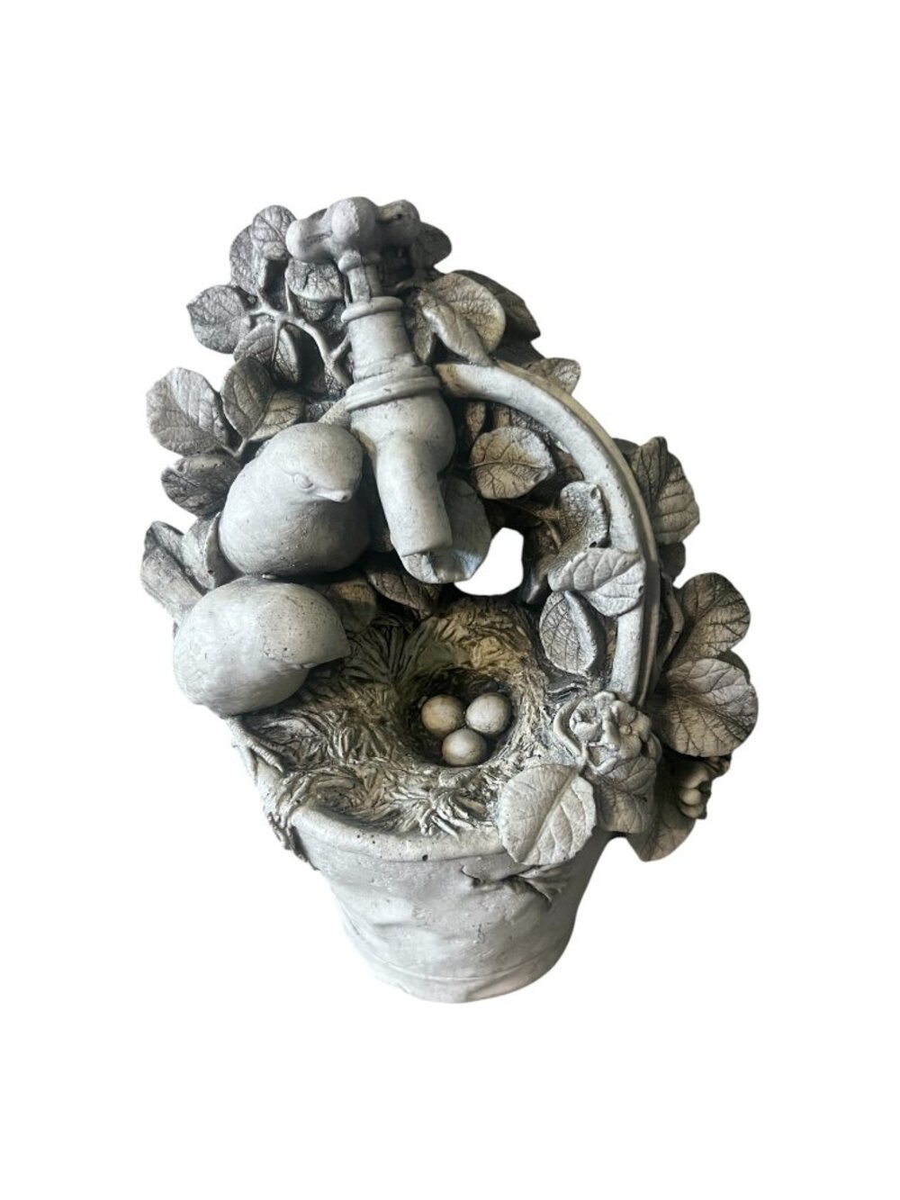 Garden Wall Plaque Watering Can Bird Nest Rustic Design 7.5" Tall 6" Wide